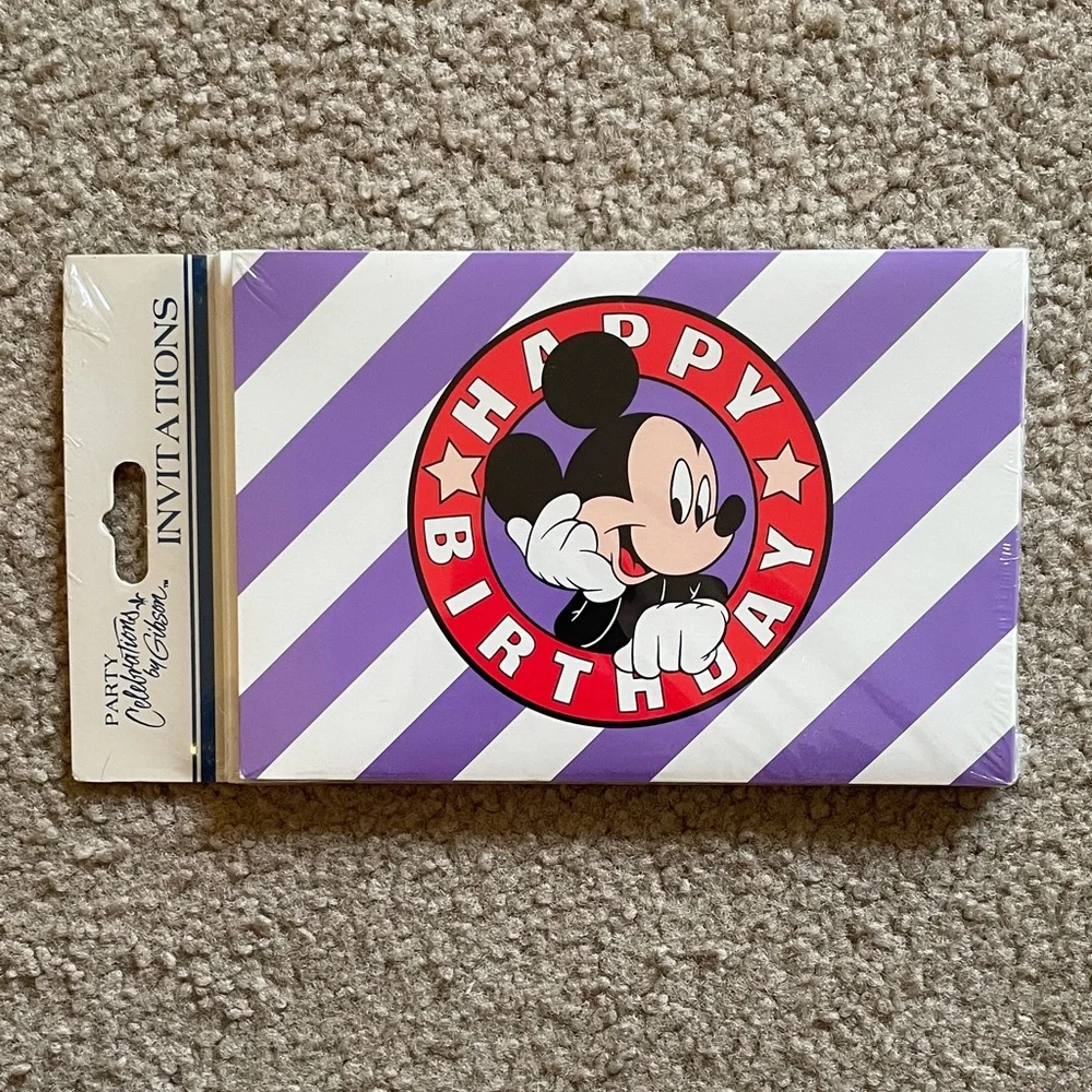 Vintage Disney Mickey Mouse Birthday Party Invitations - Package of 8